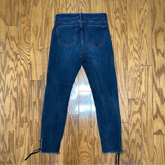 ZARA Charcoal Black Skinny Ankle Jeans With Side Lace Up Detailing Size 4 - Picture 6 of 9